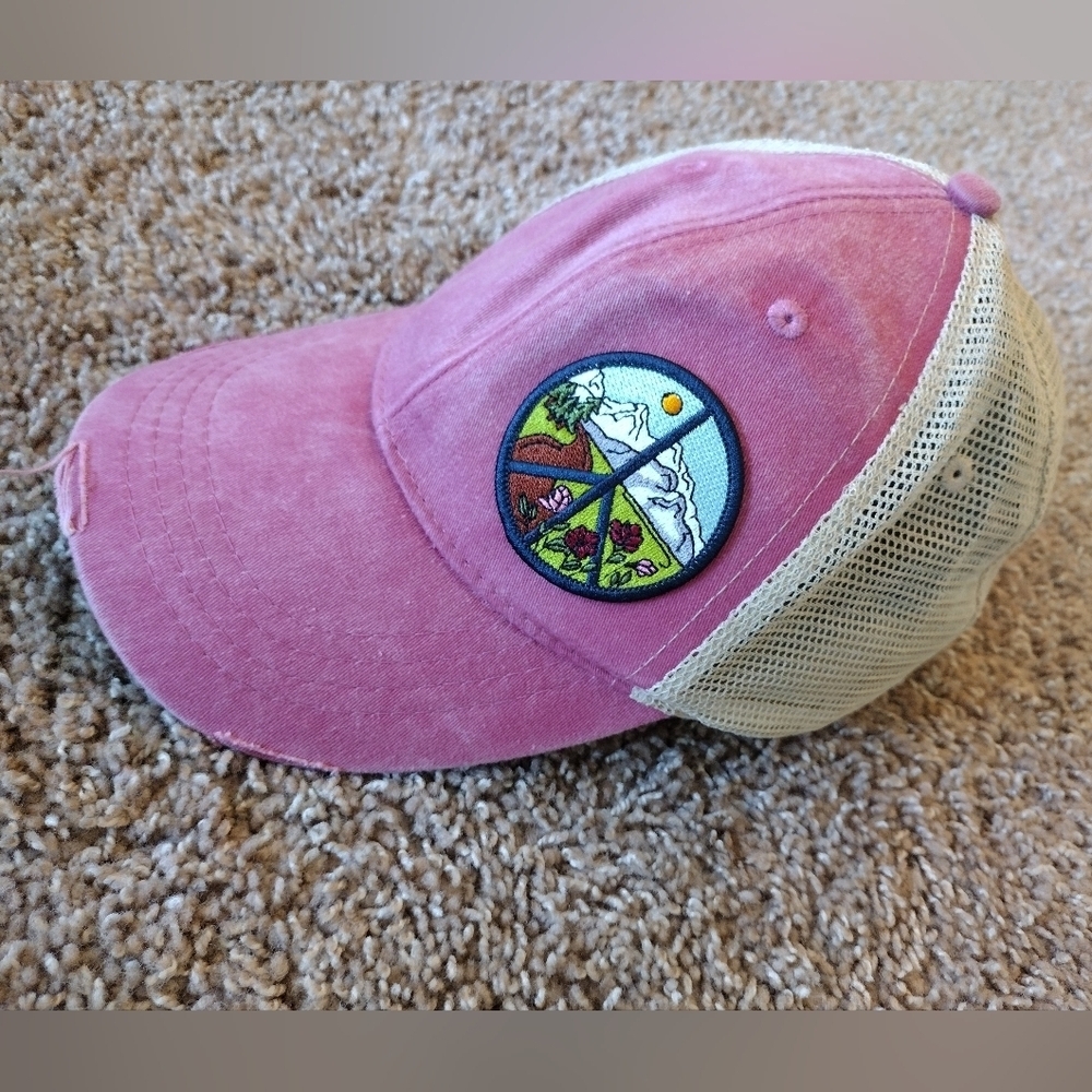 Adams Pink And Beige Mesh Trucker Hat